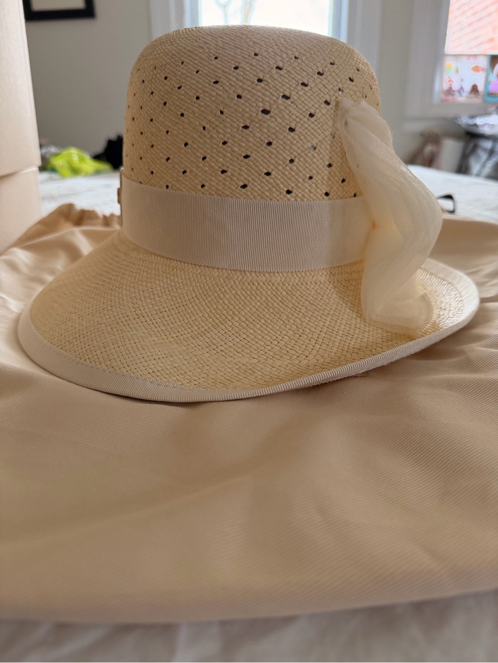 VALENTINO GARAVANI
VLogo Signature hat in perforated panama with organza bow